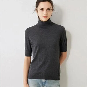 Eileen Fisher 100% Merina Wool Mock Neck Casual Top Size M/M